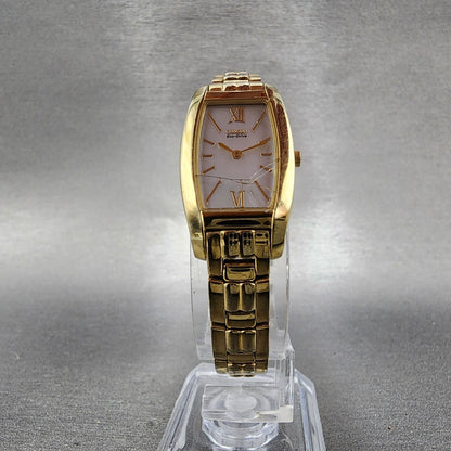 Citizen Eco-Drive Stiletto Watch Women 18mm MOP Dial Gold Tone G670-S008433 Runs