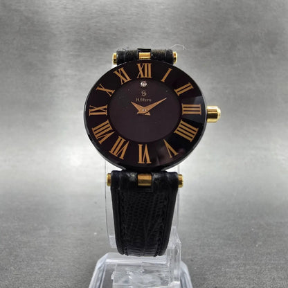 H stern Safira Watch Women 24mm Blue Dial 18K Gold Steel Round New Battery5