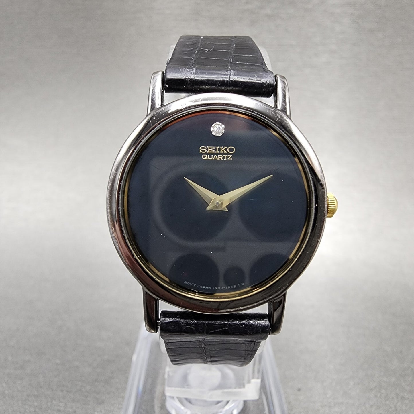 Seiko Watch Women 25mm Black Dial Black Tone Round 1N000C99 New battery0