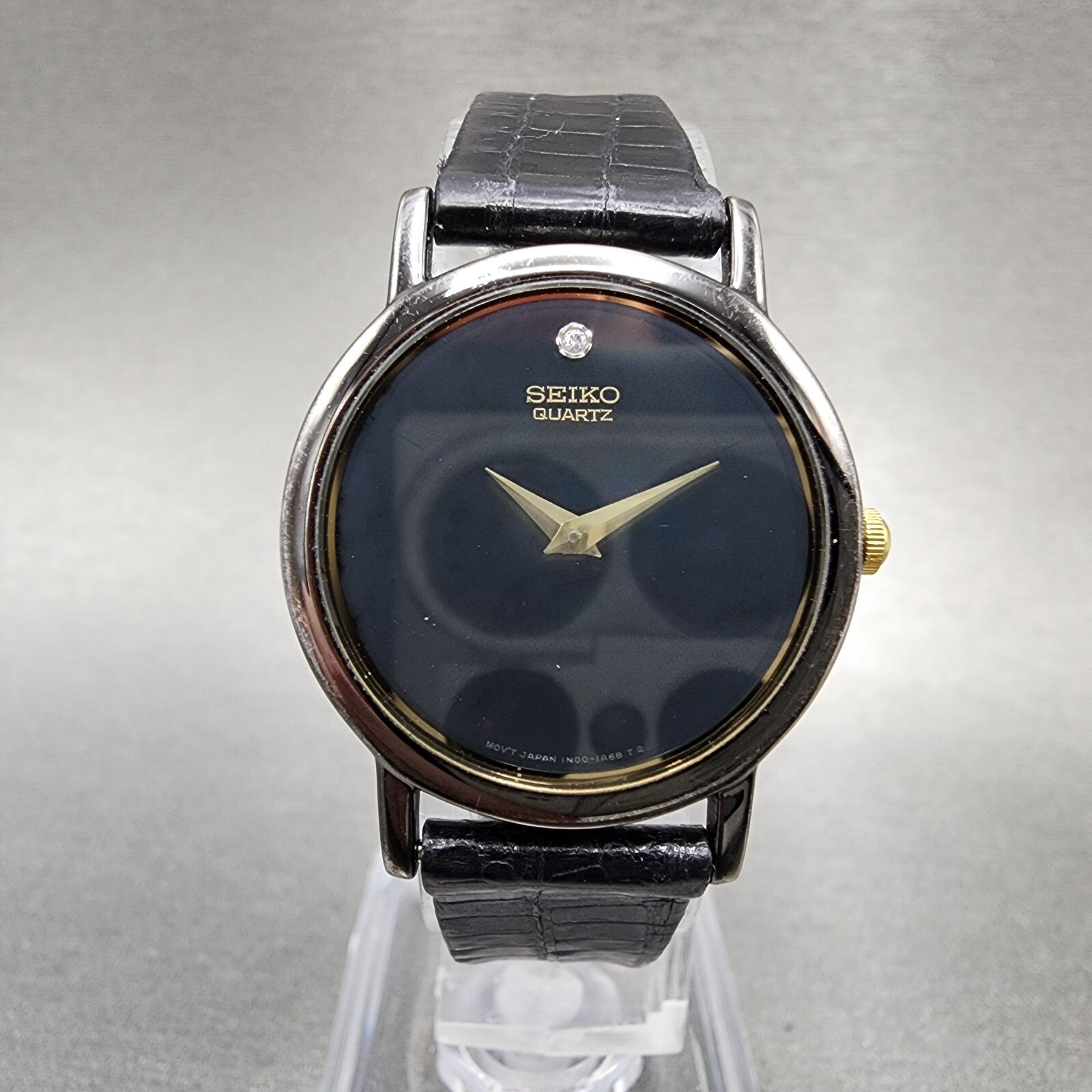 Seiko Watch Women 25mm Black Dial Black Tone Round 1N000C99 New battery0