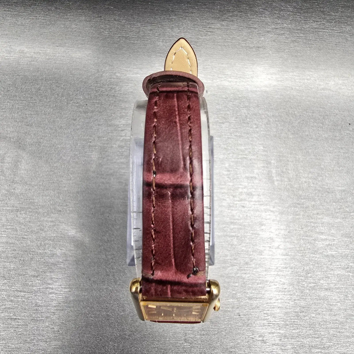 Seiko Tank Watch Women 18mm Gold Dial Gold Tone Rectangle 2C20-5019 New Battery4
