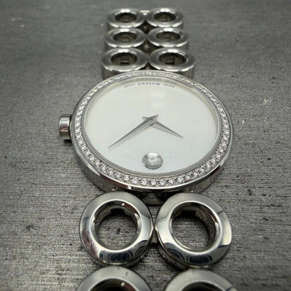 Movado Ono Watch Women 30mm MOP Dial Steel Diamond Bezel 0606098 READ!! New batt4