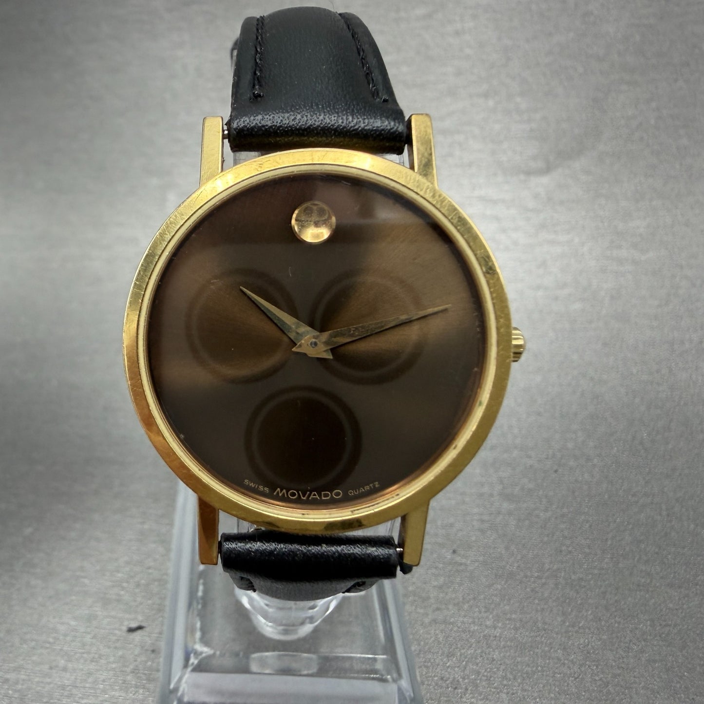 Movado Museum Watch Unisex 31mm Brown Dial Gold Tone Round 87-33-882 New Battery0