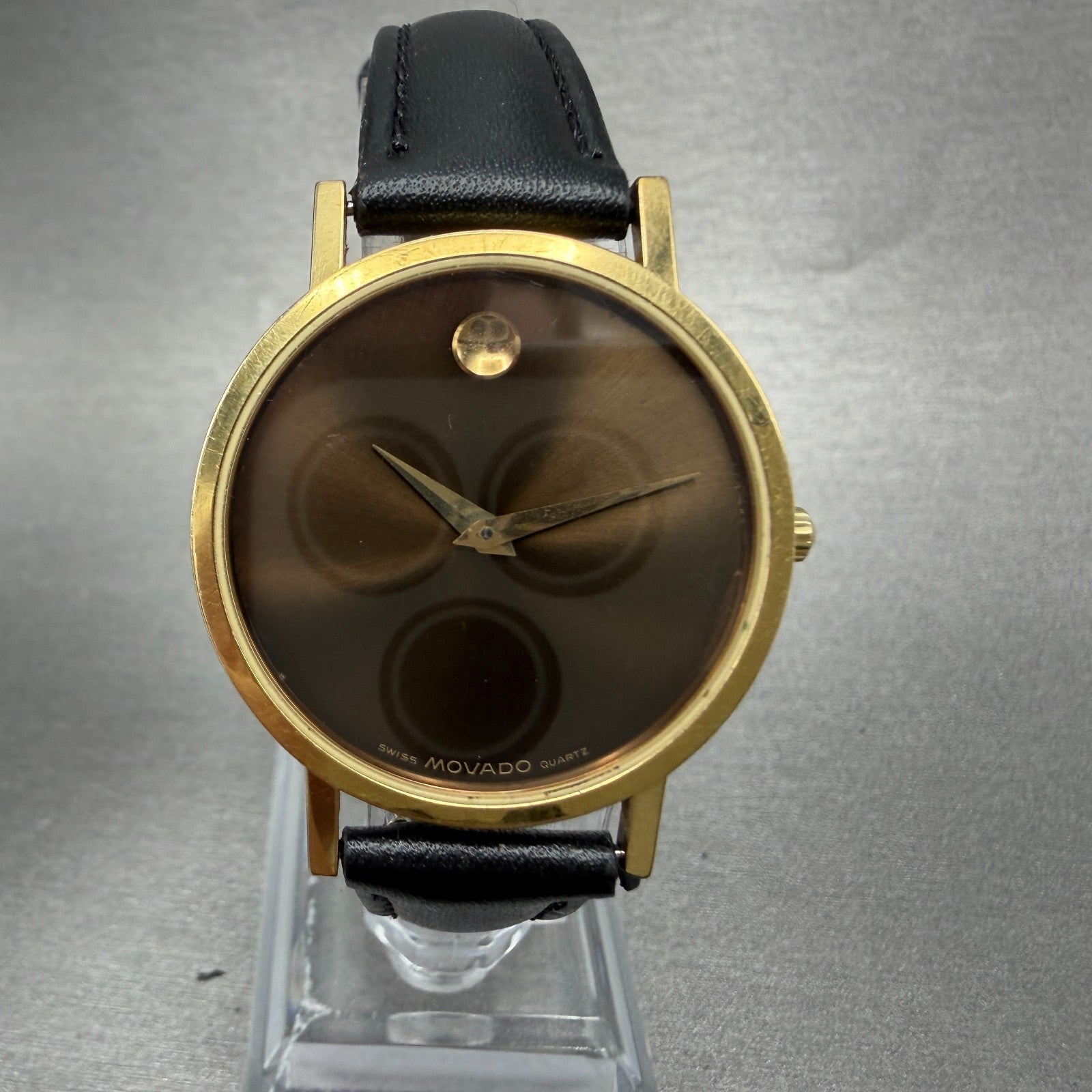 Movado Museum Watch Unisex 31mm Brown Dial Gold Tone Round 87-33-882 New Battery0