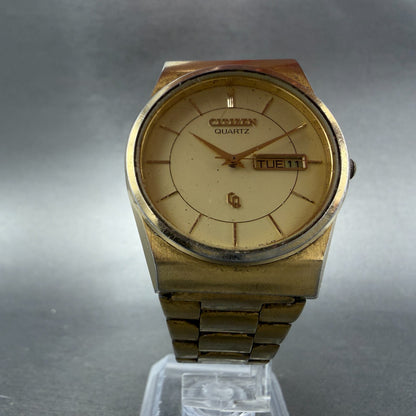 Citizen CQ Watch Men 34mm Champagne Dial Gold Tone Daydate 6101-915046 PARTS6