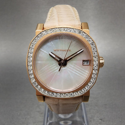 Wittnauer Watch Women 29mm MOP Dial Rose Gold Tone Date WN2003 New Battery0
