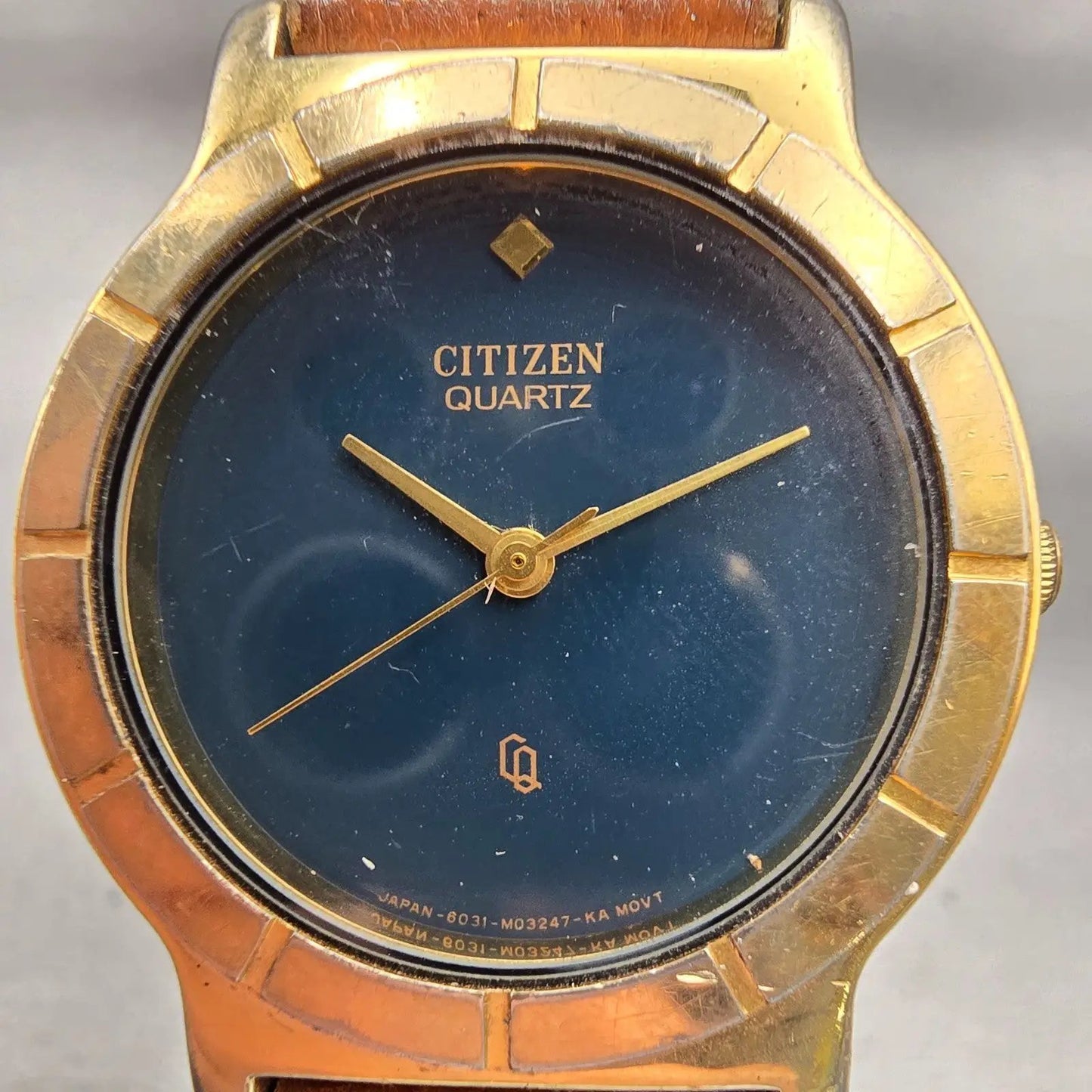 Citizen CQ Watch Men 33mm Blue Dial Gold Tone Round 6031-075609 New Battery VTG1
