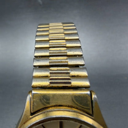 Pulsar Watch Men 34mm Champagne Dial Gold Tone Daydate Round V533-7a30 New Batt4