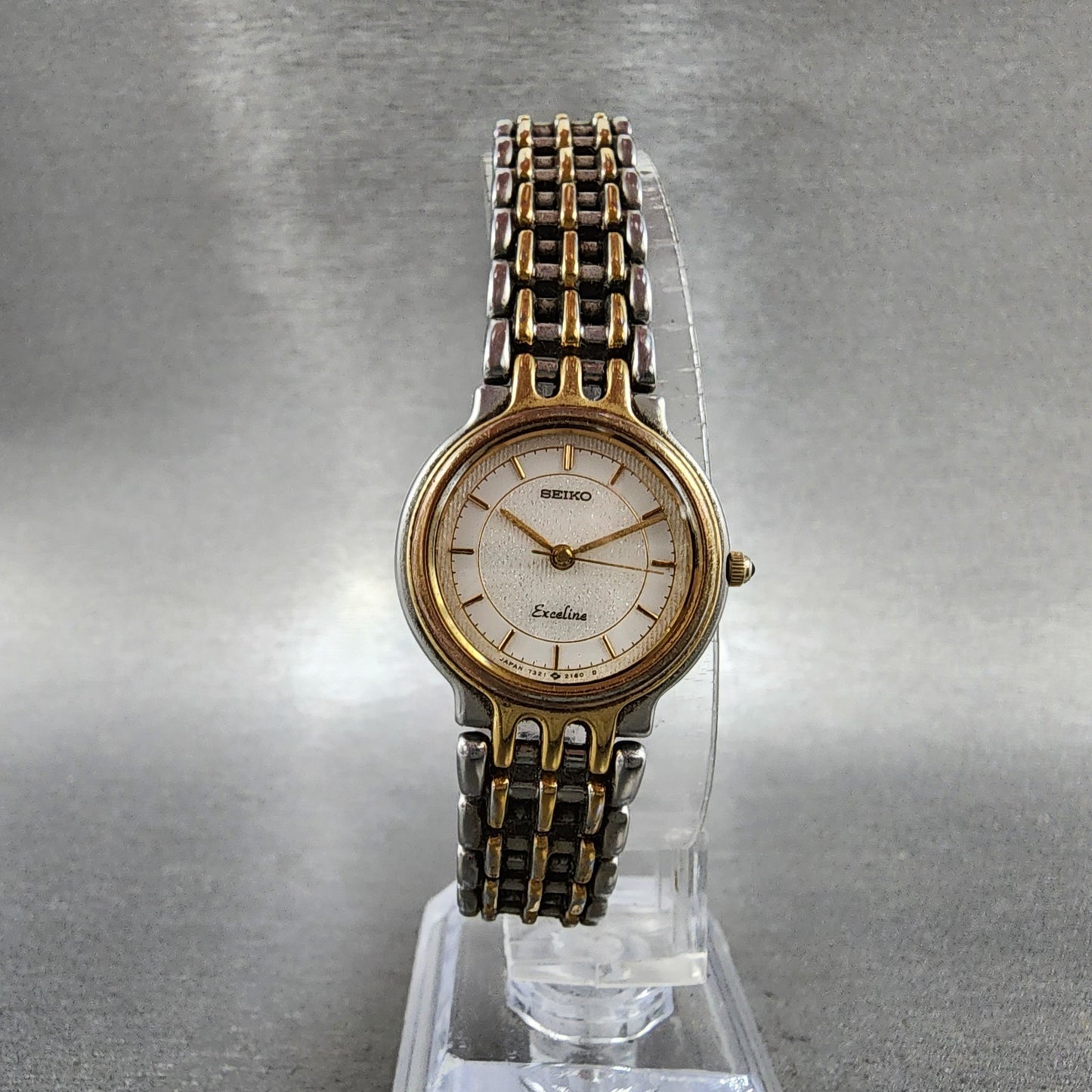 Seiko Exceline Watch Women 23mm White Dial Two Tone Round 73210480 New Battery5