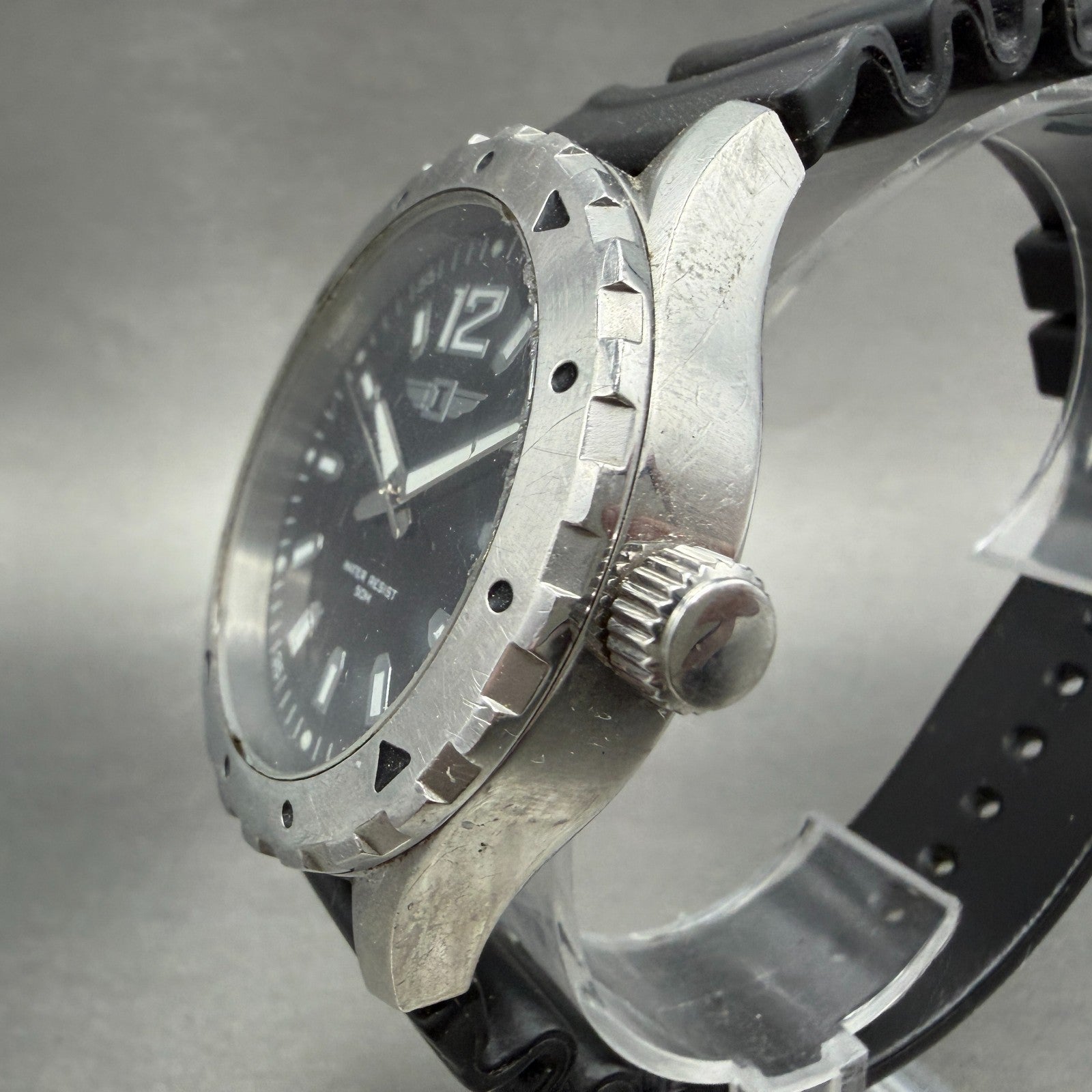 Invicta Watch Men 45mm Black Dial Silver Tone Round IBI20027-001 New Battery2