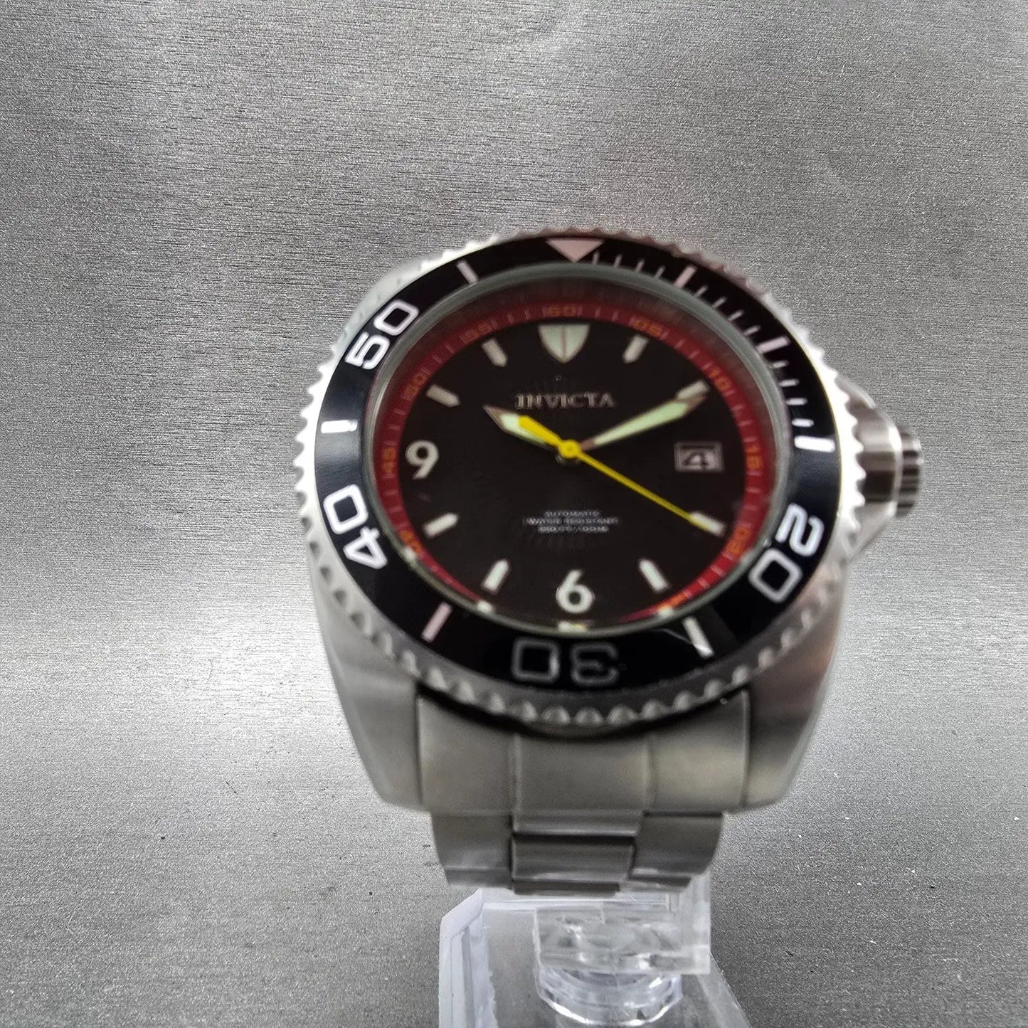 Invicta Pro Diver Automatic Watch Men 45mm Black Dial Silver Tone Date 6053 Runs5