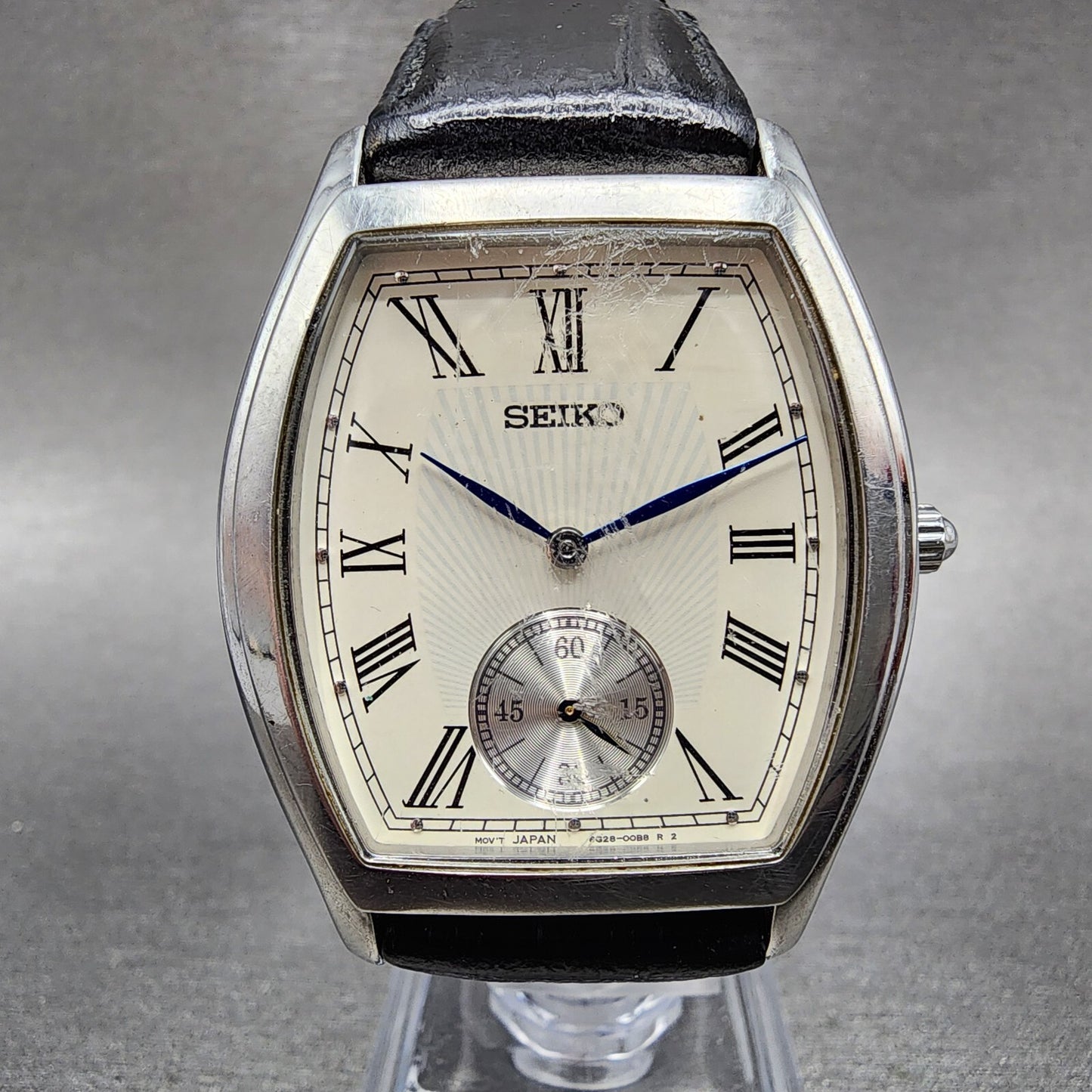 Seiko Watch Men 34mm White Dial Silver Tone Small Seconds 6G2800A0 New Battery0