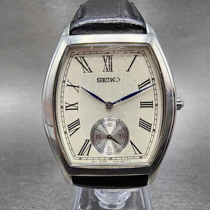 Seiko Watch Men 34mm White Dial Silver Tone Small Seconds 6G2800A0 New Battery0