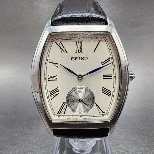 Seiko Watch Men 34mm White Dial Silver Tone Small Seconds 6G2800A0 New Battery0