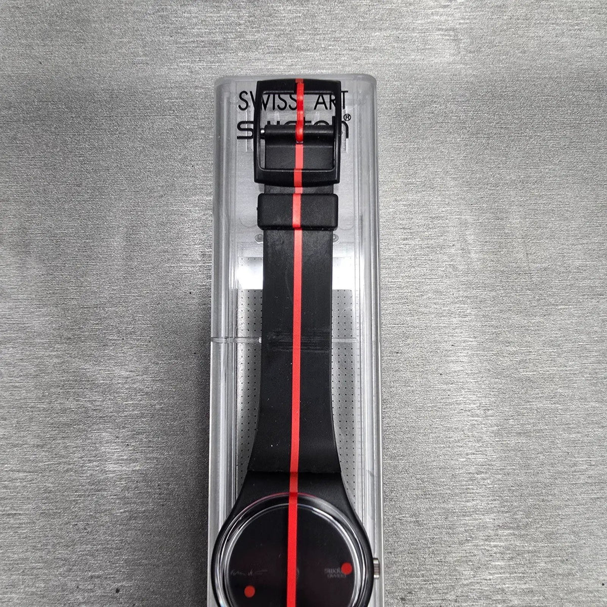 Swatch 360 Rouge Sur Blackout Watch Men 34mm Black Dial GZ119 New Battery NOS2