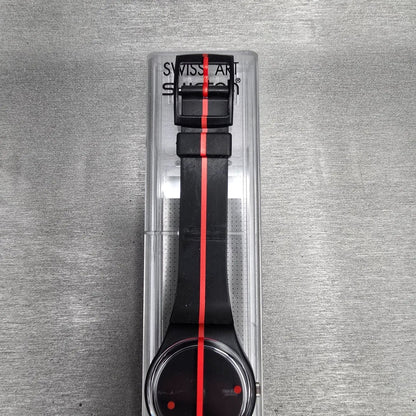 Swatch 360 Rouge Sur Blackout Watch Men 34mm Black Dial GZ119 New Battery NOS2