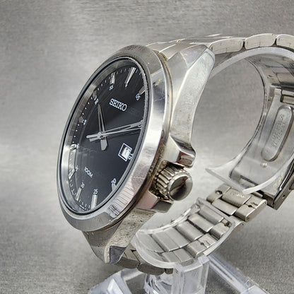 Seiko Watch Men 42mm Black Dial Silver Tone Date Round 6n4200h0 New Battery2