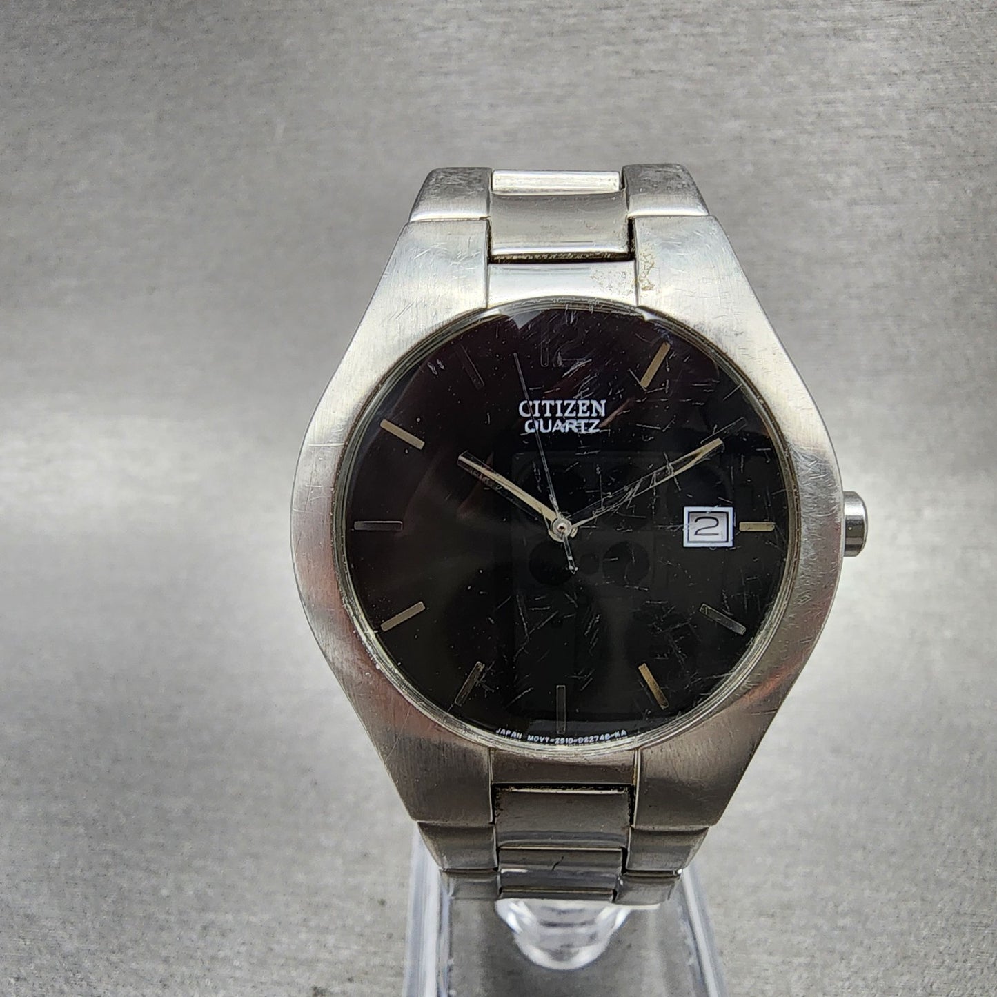 Citizen Watch Men 36mm Black Dial Silver Tone Date Round 2510S99281 New Battery0