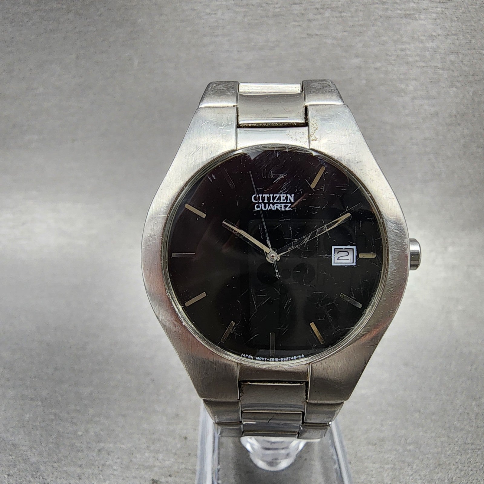 Citizen Watch Men 36mm Black Dial Silver Tone Date Round 2510S99281 New Battery0