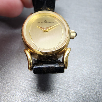 Bucherer Watch Women 17mm Champagne Dial Gold Plated Manual Wind Runs VTG4