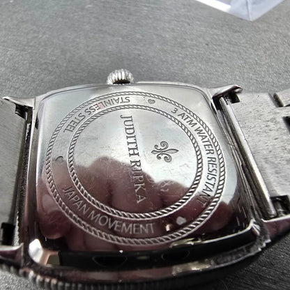 Judith Ripka Tank Watch Women 33mm MOP Dial Silver Tone Small Seconds New Batt9