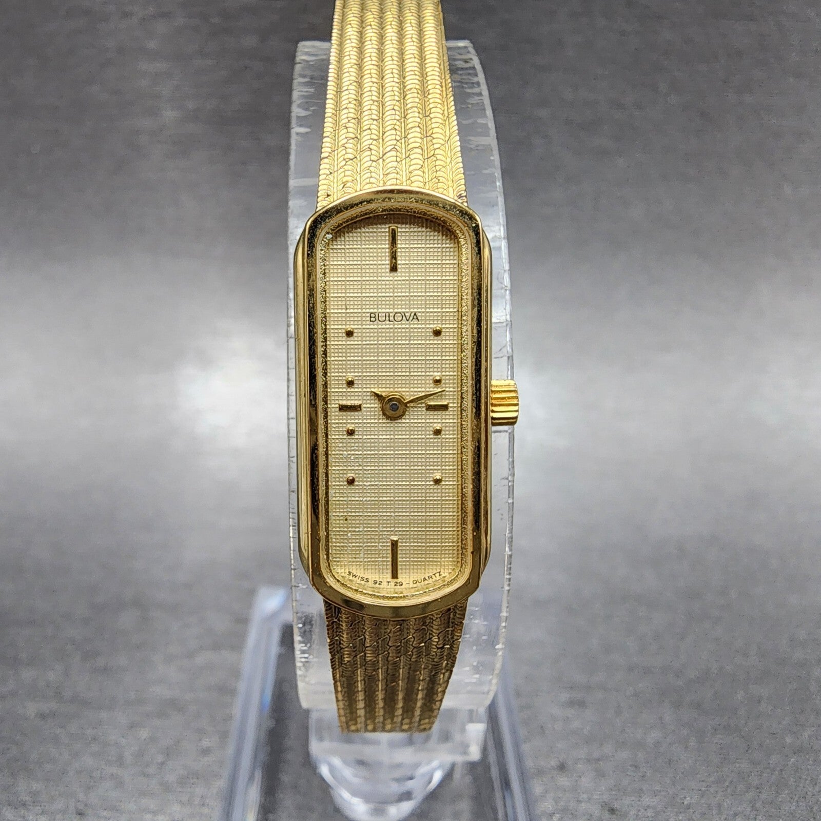 Bulova Watch Women 12mm Cream Dial Gold Tone Oval 92T29 New Battery NOS3