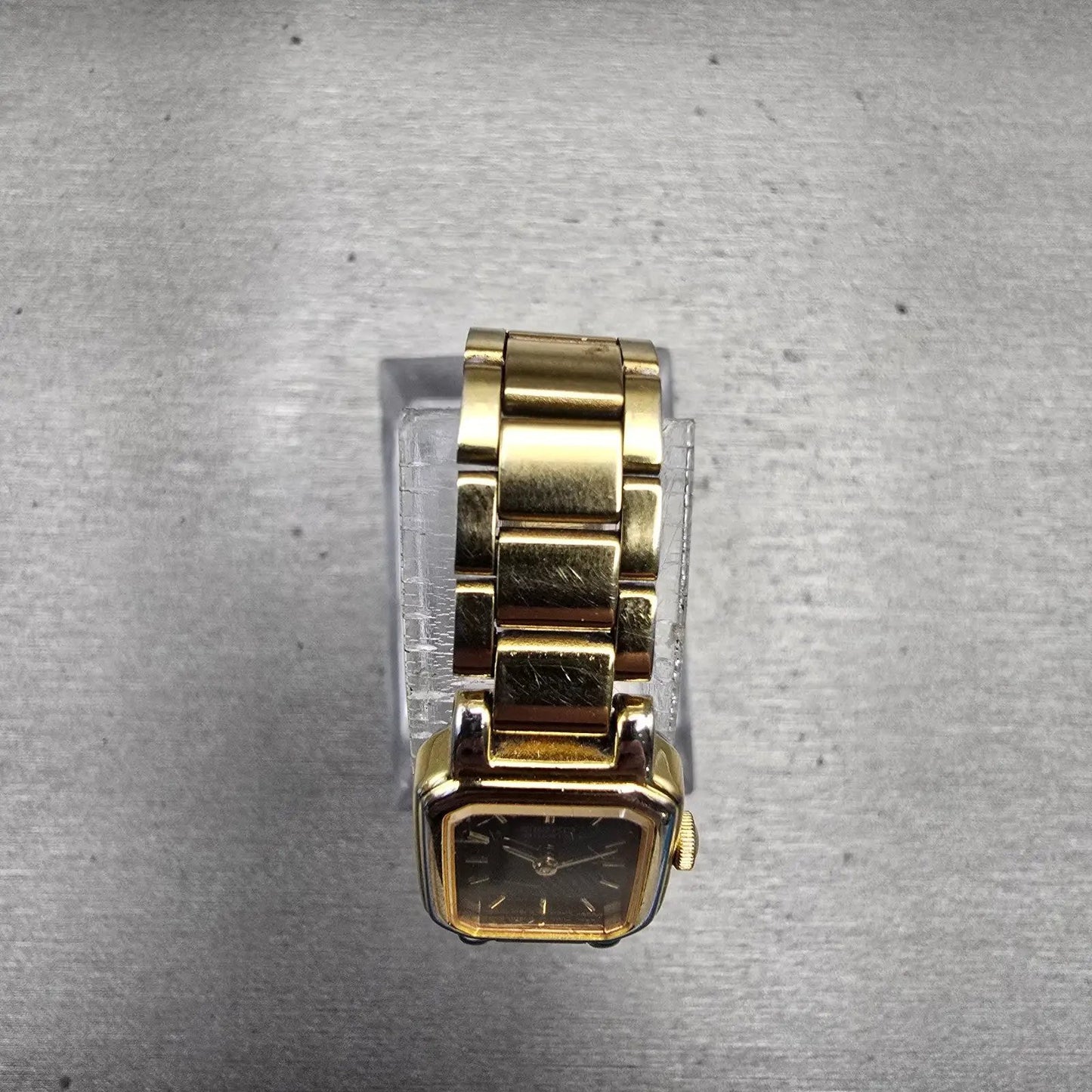 Seiko Tank Watch Women 15mm Black Dial Gold Tone Rectangle 4N00-5071 New Battery4