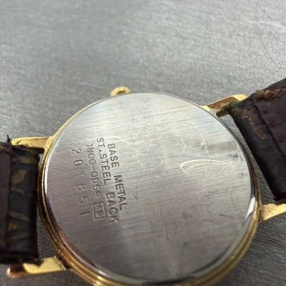 Seiko Watch Women 26mm Gold Floral Dial Gold Tone Round 1n00-0d59 New Battery AB9
