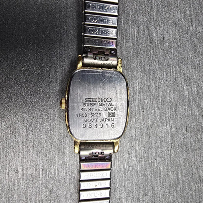 Seiko Watch Women 17mm White Dial Gold Tone Rectangle 1N00-5K29 New Battery10