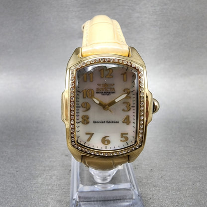 Invicta Lupah Watch Women 26mm MOP Dial Gold Tone Oval 0160 New Battery0