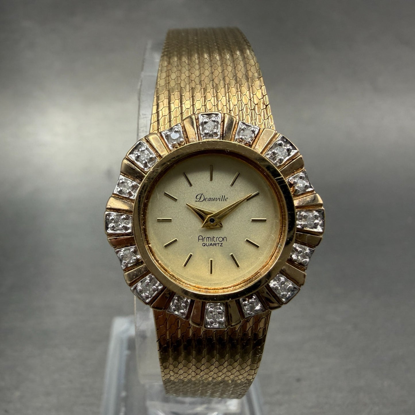 Bulova Armitron Deauville Watch Women 23mm Champagne Dial Gold Tone READ! NewBat0