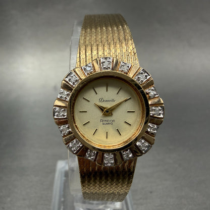 Bulova Armitron Deauville Watch Women 23mm Champagne Dial Gold Tone READ! NewBat0