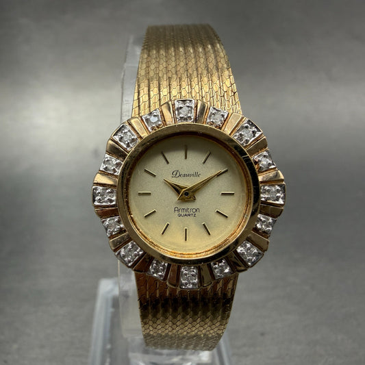 Bulova Armitron Deauville Watch Women 23mm Champagne Dial Gold Tone READ! NewBat0