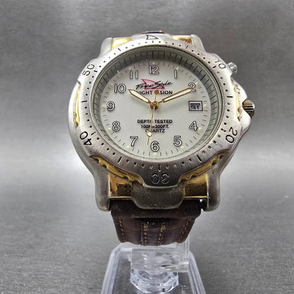 Freestyle Dive Watch Men 41mm Silver Dial Two Tone Date Night Vision New Battery5