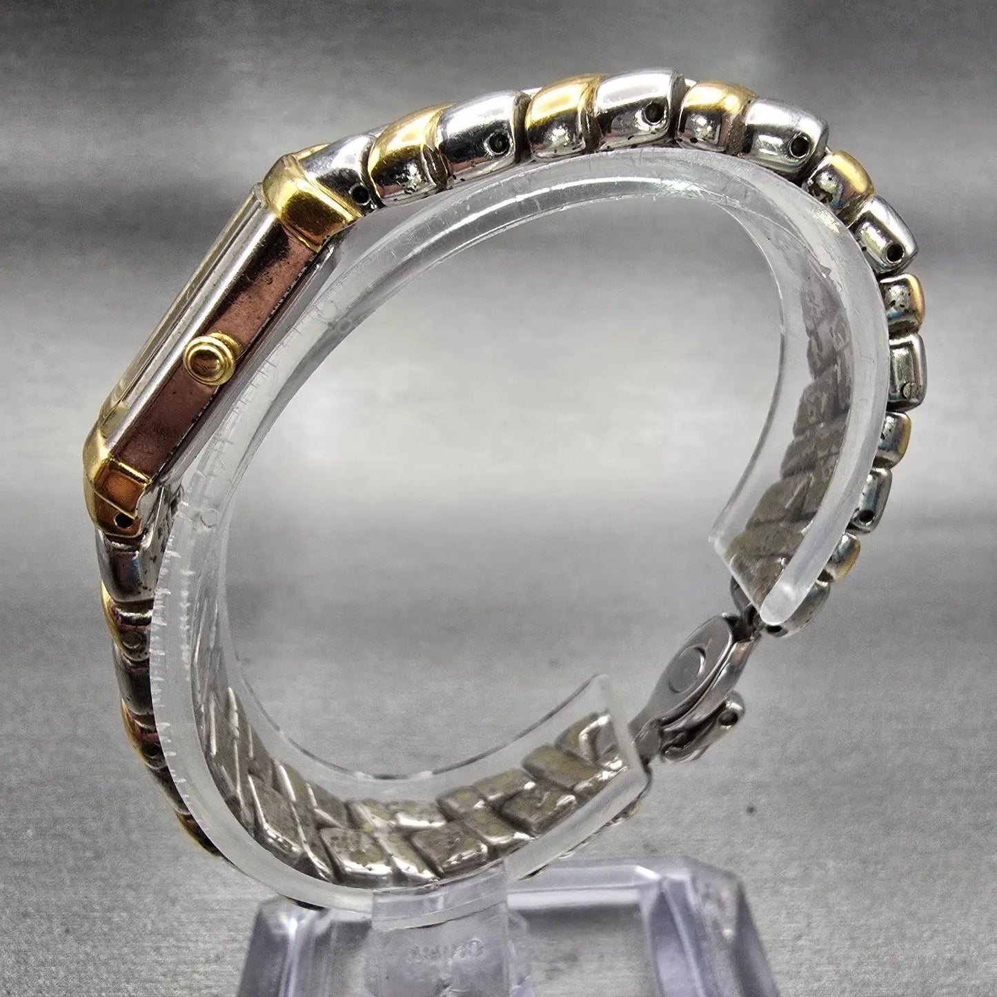 Seiko Watch Women 13mm MOP Dial Two Tone Rectangle 2E20-7259 New Battery VTG6