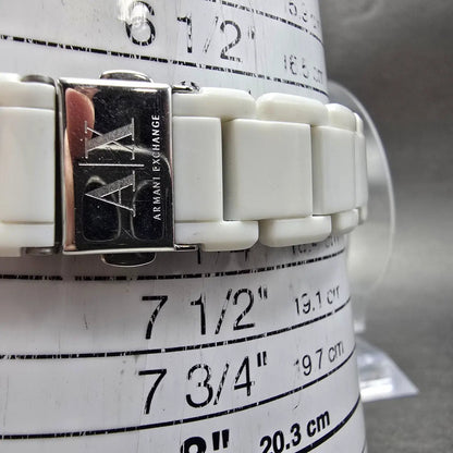 Armani Exchange Watch Women 34mm White Dial White Tone Round AX4055 New Battery10