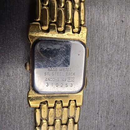 Seiko Watch Women 19mm Black Dial Gold Tone Asymmetrical 4N00-5749 New Battery10