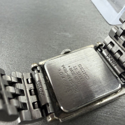 Seiko Tank Watch Women 20mm White Dial Silver Tone Square V400-6530 New Battery9