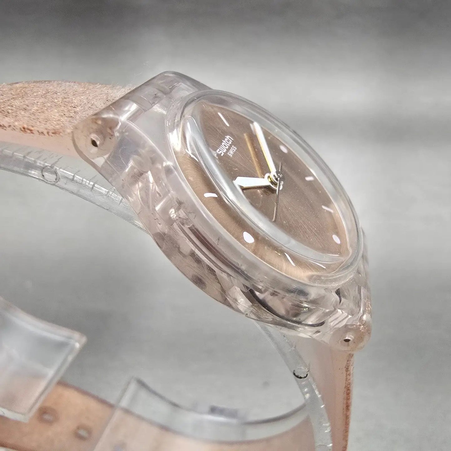 Swatch PINKINDESCENT TOO Watch Women Rose Gold Dial Clear Case LK354D New Batt3