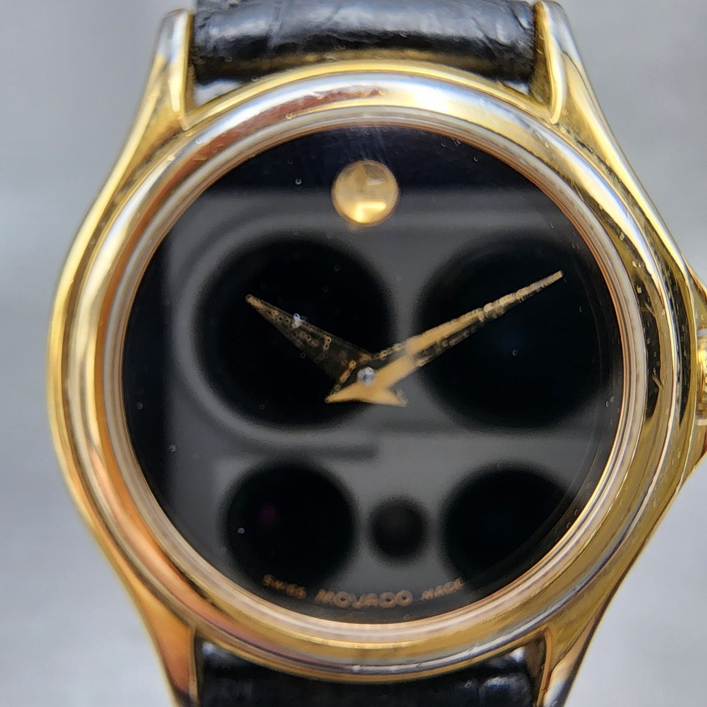 Movado Museum Watch Women 28mm Black Dial Gold Tone Round 87 E4 0823 New BattABC1