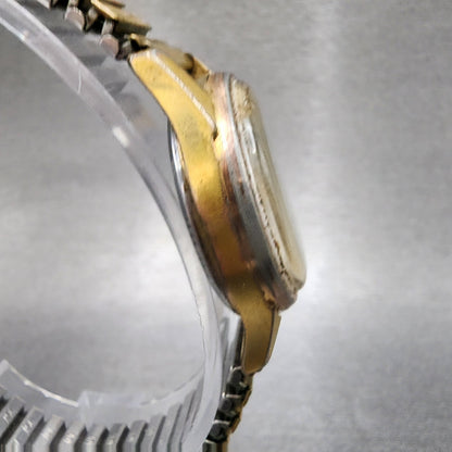 Seiko Sports Lady Watch Women 26mm Silver Dial Gold Tone Date Manual 340030 Runs3