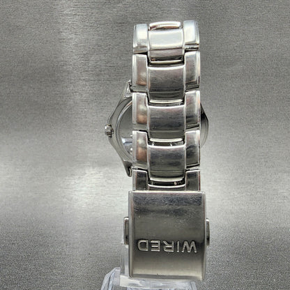 Seiko Wired Solar Watch Men 37mm Black Dial Silver Tone Date V145-0av0 Runs