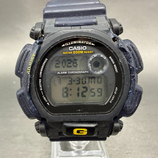 Casio G-Shock DW-9050 Watch Men 43mm Digital Blue Yellow Alarm Chrono New Batt0