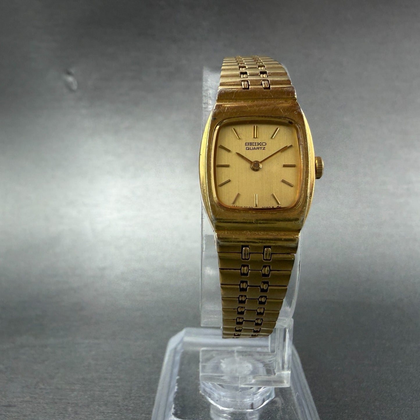 Seiko Tank Watch Women 16mm Champagne Dial Gold Tone 2C20-5969 New Battery5