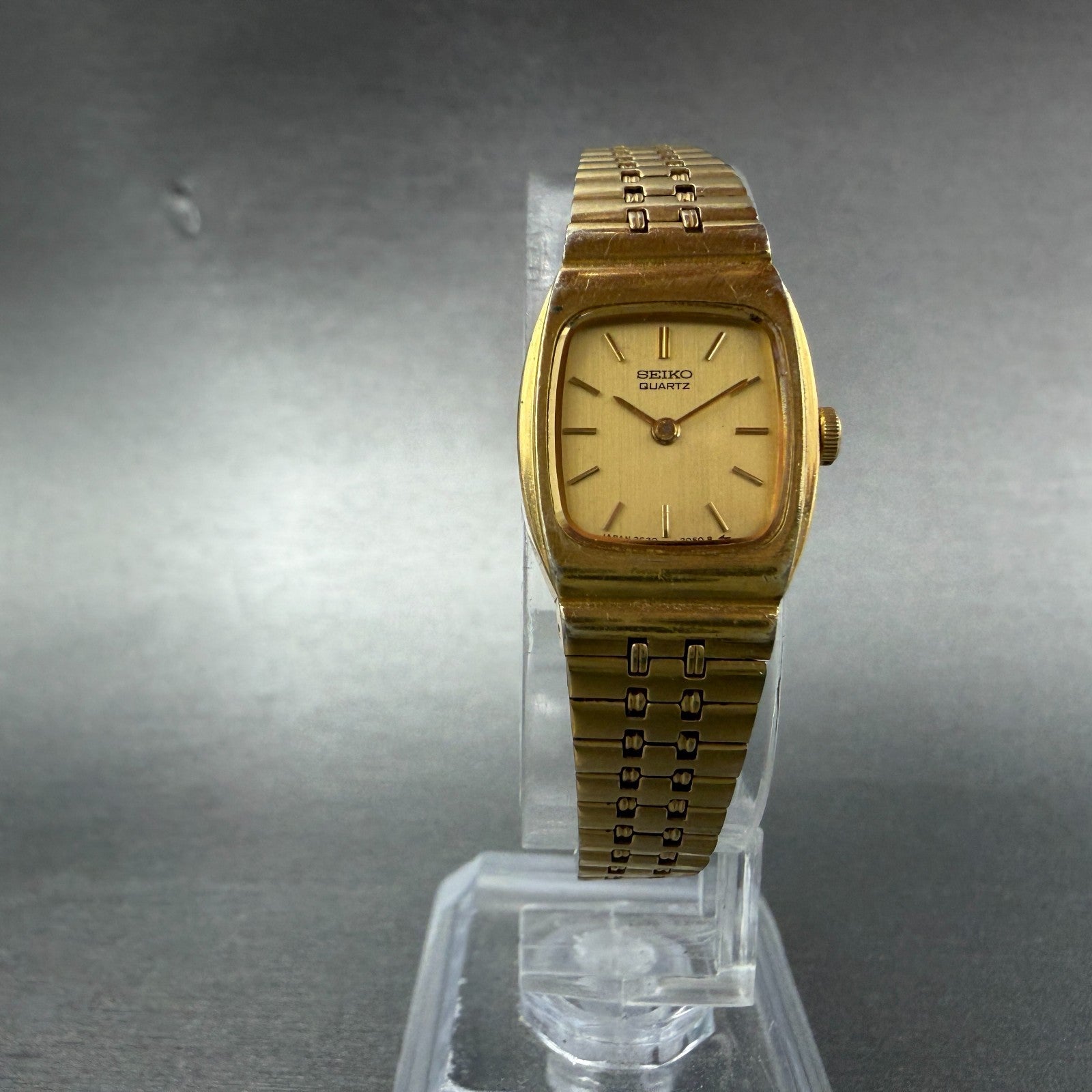 Seiko Tank Watch Women 16mm Champagne Dial Gold Tone 2C20-5969 New Battery5
