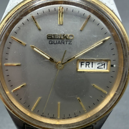 Seiko Watch Men 36mm Silver Dial Two Tone Daydate Round 7n438a30 New Battery1