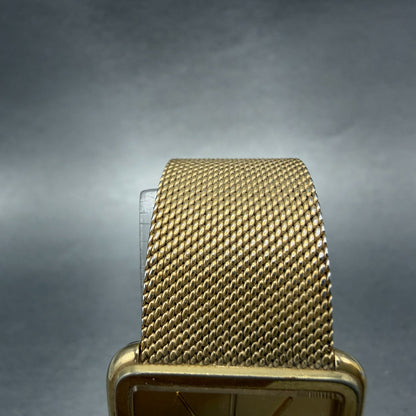 Seiko Tank Watch Men 26mm Champagne Dial Gold Tone Vintage 6020-5039 New Batt 874