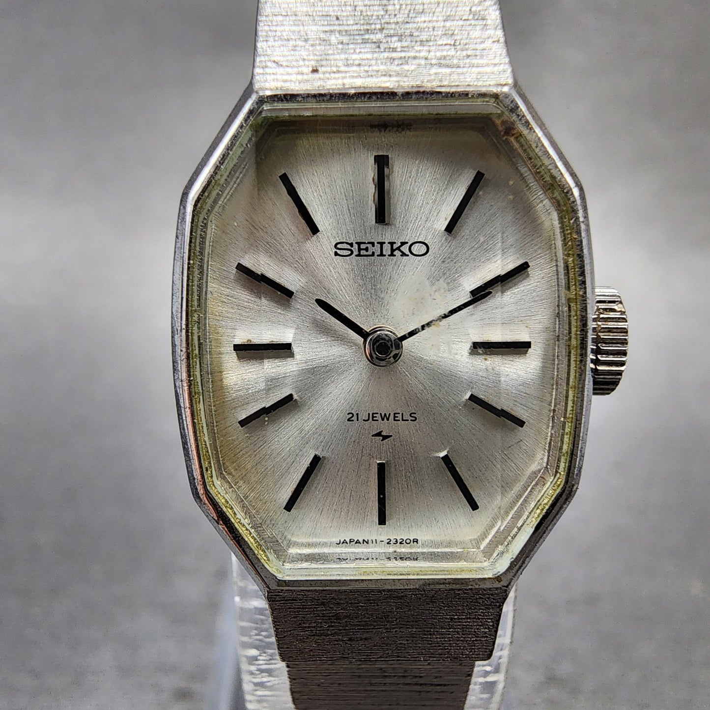 Seiko Tank Watch Women 18mm Silver Dial Silver Tone Octagon Manual 113770 Runs1