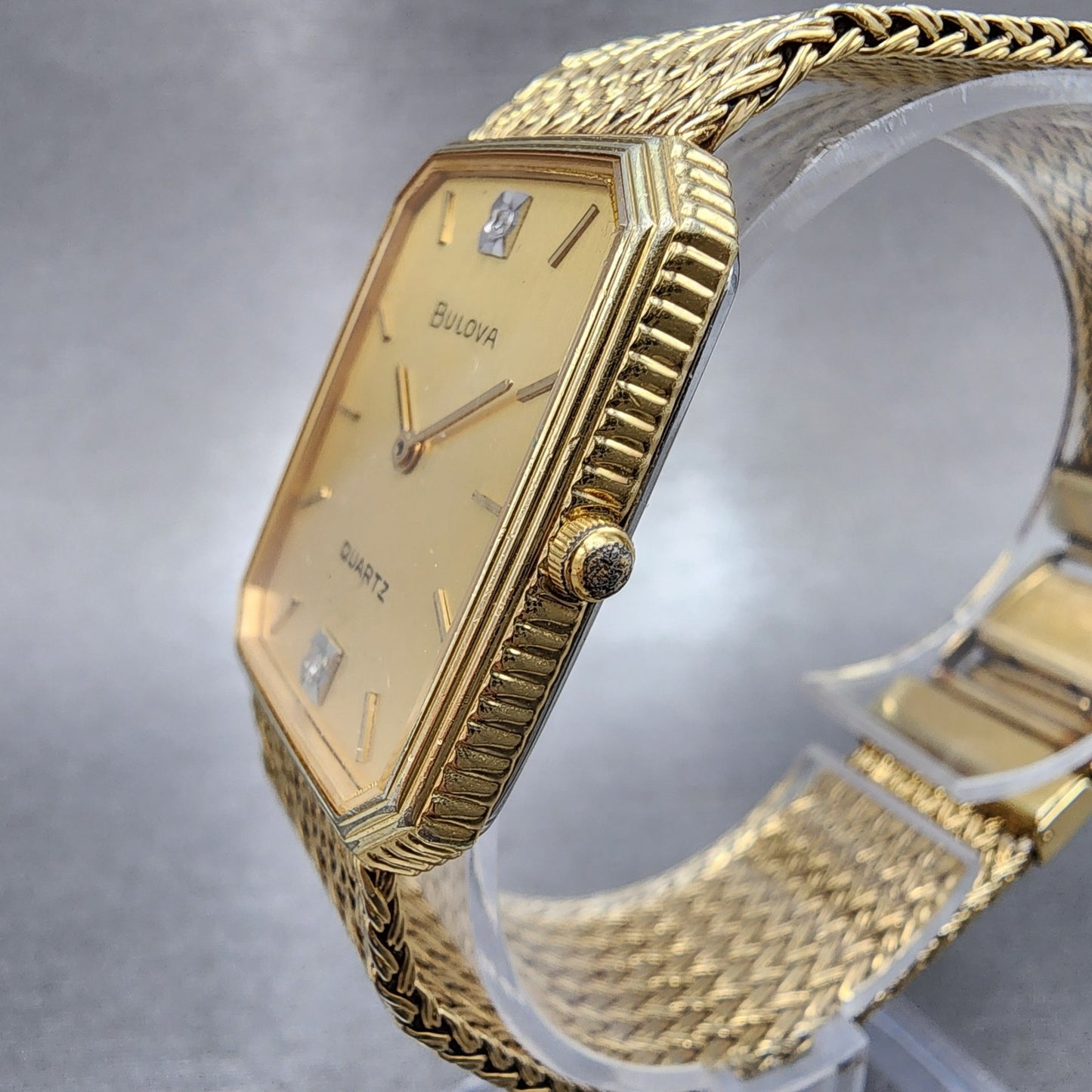 Bulova Tank Watch Men 26mm Champagne Dial Gold Tone Octagon PARTS3