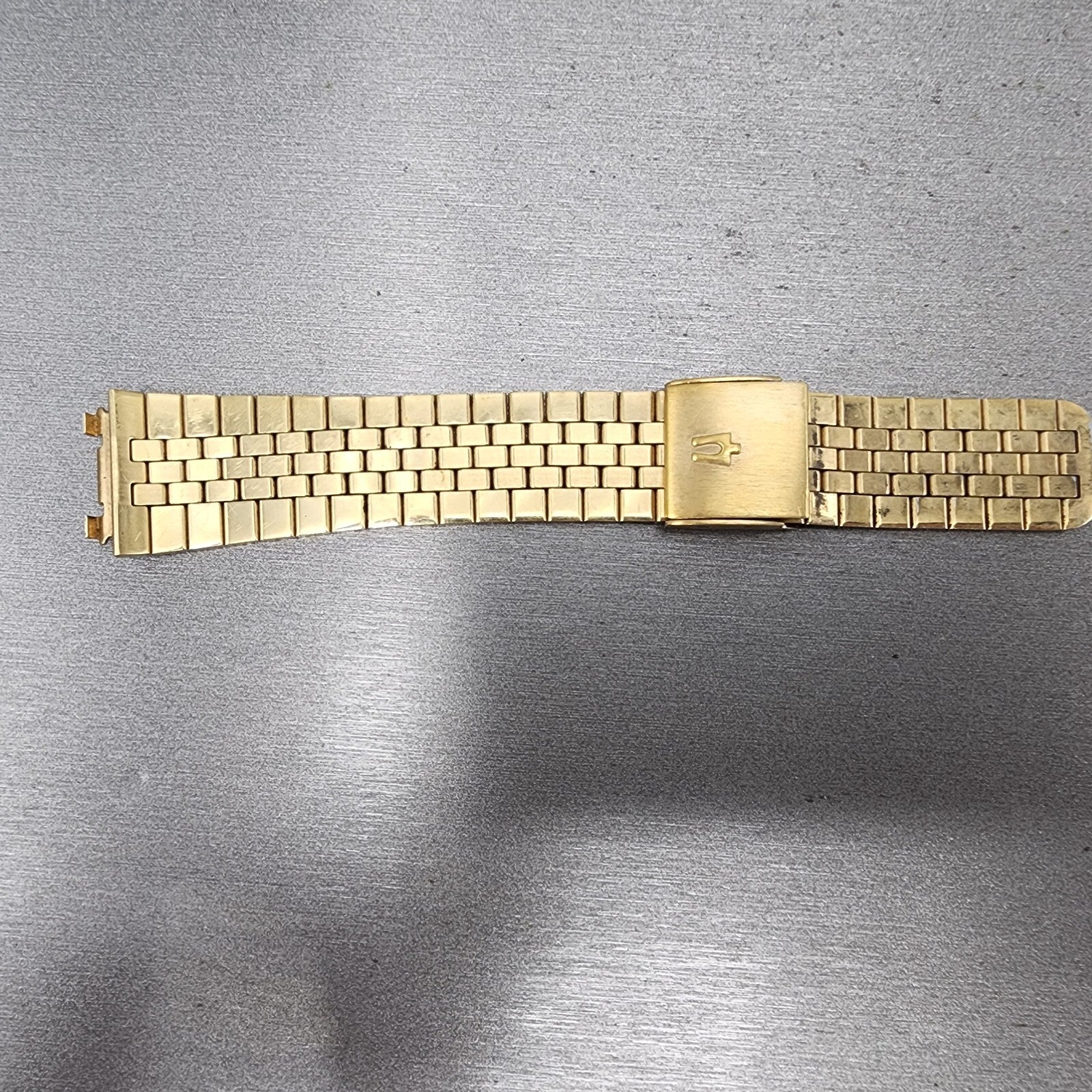 Bulova Accutron Watch Band 19mm Gold Tone Stainless Steel MISSING ONE END LINK9